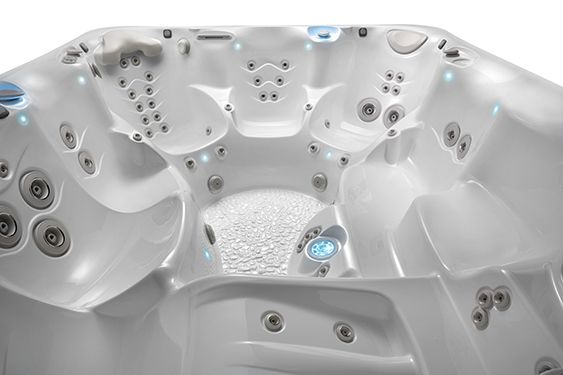 the interior of a Caldera hot tub shows the best hot tub massage jets
