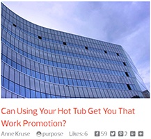 the facade of an office building and advice on how to get a work promotion