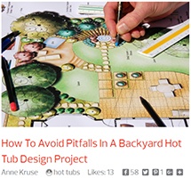 an image of a colorful architectural drawing used in the planning and design of the perfect backyard setting for your hot tub